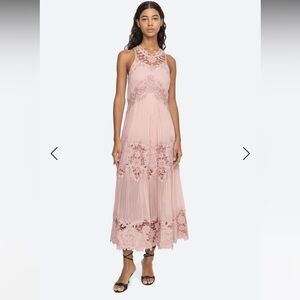 Sea New York Pink Lace Midi Dress